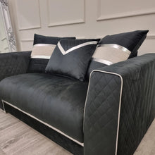Load image into Gallery viewer, Empire 3 & 2 Seater Sofa Set - Black & Silver