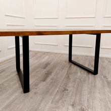 Load image into Gallery viewer, Freya 1.8 Dining Table Solid Dark Pine wood with Matt Black Metal Legs