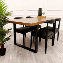 Load image into Gallery viewer, Freya 1.8 Dining Table Solid Dark Pine wood with Matt Black Metal Legs