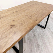 Load image into Gallery viewer, Freya 1.8 Dining Table Solid Dark Pine wood with Matt Black Metal Legs