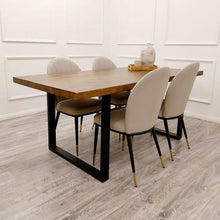Load image into Gallery viewer, Freya 1.8 Dining Table Solid Dark Pine wood with Matt Black Metal Legs