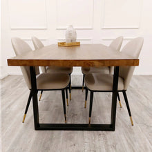 Load image into Gallery viewer, Freya 1.8 Dining Table Solid Dark Pine wood with Matt Black Metal Legs