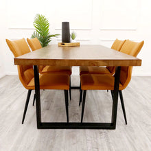 Load image into Gallery viewer, Freya 1.8 Dining Table Solid Dark Pine wood with Matt Black Metal Legs