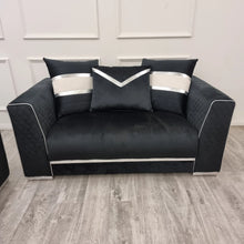 Load image into Gallery viewer, Empire 3 & 2 Seater Sofa Set - Black & Silver