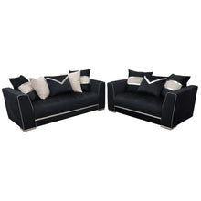 Load image into Gallery viewer, Empire 3 & 2 Seater Sofa Set - Black & Silver