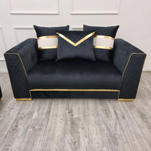 Load image into Gallery viewer, Empire 3 & 2 Seater Sofa Set - Black & Gold