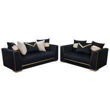 Load image into Gallery viewer, Empire 3 & 2 Seater Sofa Set - Black & Gold