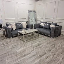 Load image into Gallery viewer, Empire 3 & 2 Seater Sofa Set - Grey & Chrome