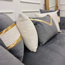 Load image into Gallery viewer, Empire 3 & 2 Seater Sofa Set - Grey & Gold