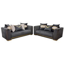 Load image into Gallery viewer, Empire 3 & 2 Seater Sofa Set - Grey & Gold
