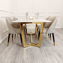 Load image into Gallery viewer, Lucien 1.8 Gold Dining Table with Pandora Gold Sintered Stone Top