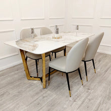 Load image into Gallery viewer, Lucien 1.8 Gold Dining Table with Pandora Gold Sintered Stone Top