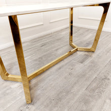 Load image into Gallery viewer, Lucien 1.8 Gold Dining Table with Pandora Gold Sintered Stone Top
