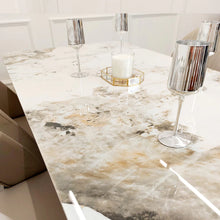 Load image into Gallery viewer, Lucien 1.8 Gold Dining Table with Pandora Gold Sintered Stone Top