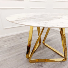 Load image into Gallery viewer, Nero Gold 1.3 Round Dining Table with Sintered Stone Top