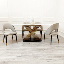 Load image into Gallery viewer, Orion Gold 1.8 Dining Table with Polar White Sintered Stone Top
