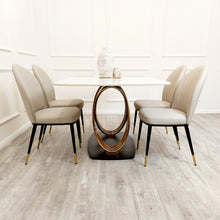 Load image into Gallery viewer, Orion Gold 1.8 Dining Table with Polar White Sintered Stone Top