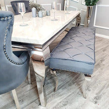 Load image into Gallery viewer, Louis Dining Bench In Dark Grey Velvet