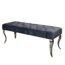 Load image into Gallery viewer, Louis/Imperial Dining Bench In Dark Grey Velvet