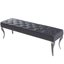 Load image into Gallery viewer, Louis Dining Bench In Dark Grey Velvet