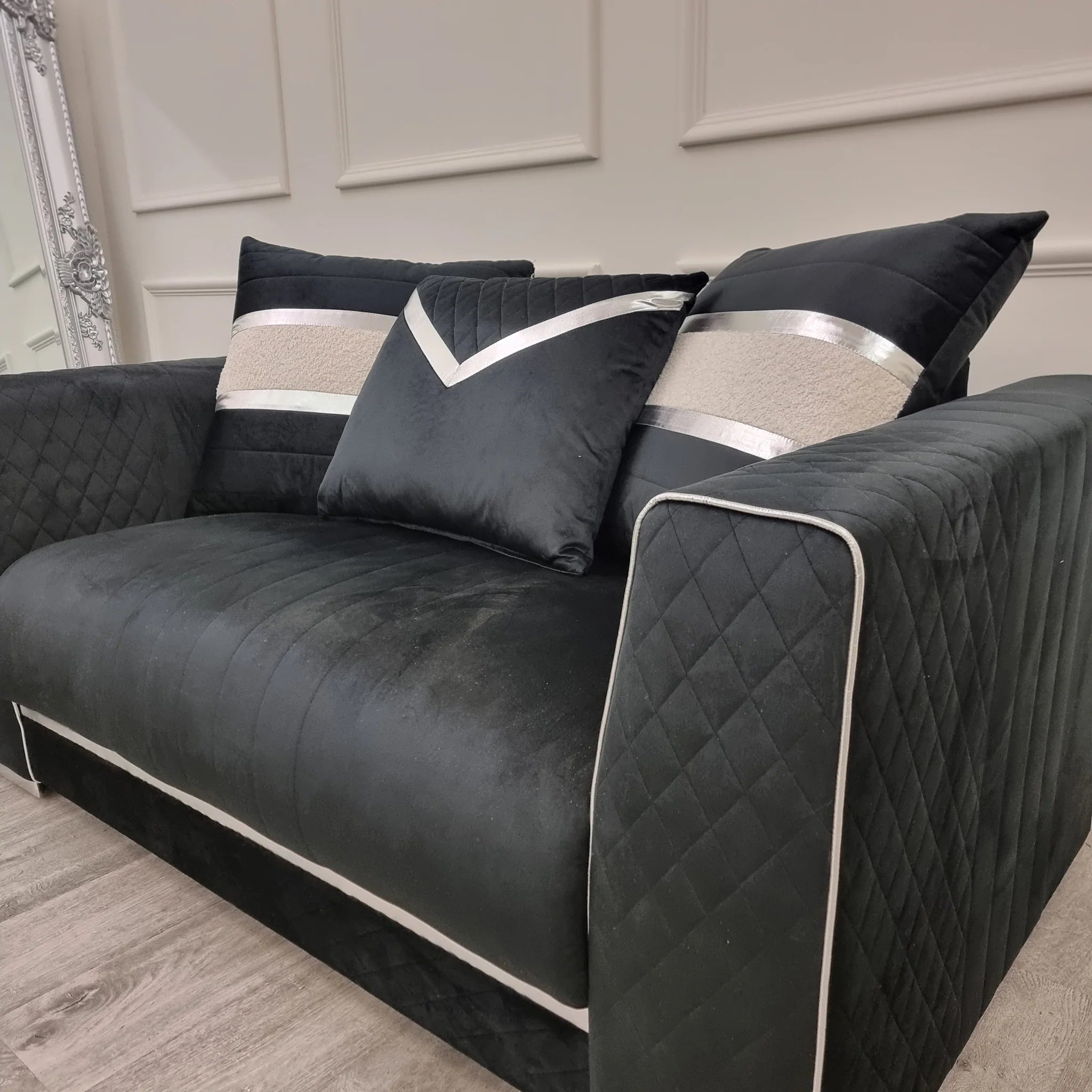 Empire 3 2 Seater Sofa Set Black Silver