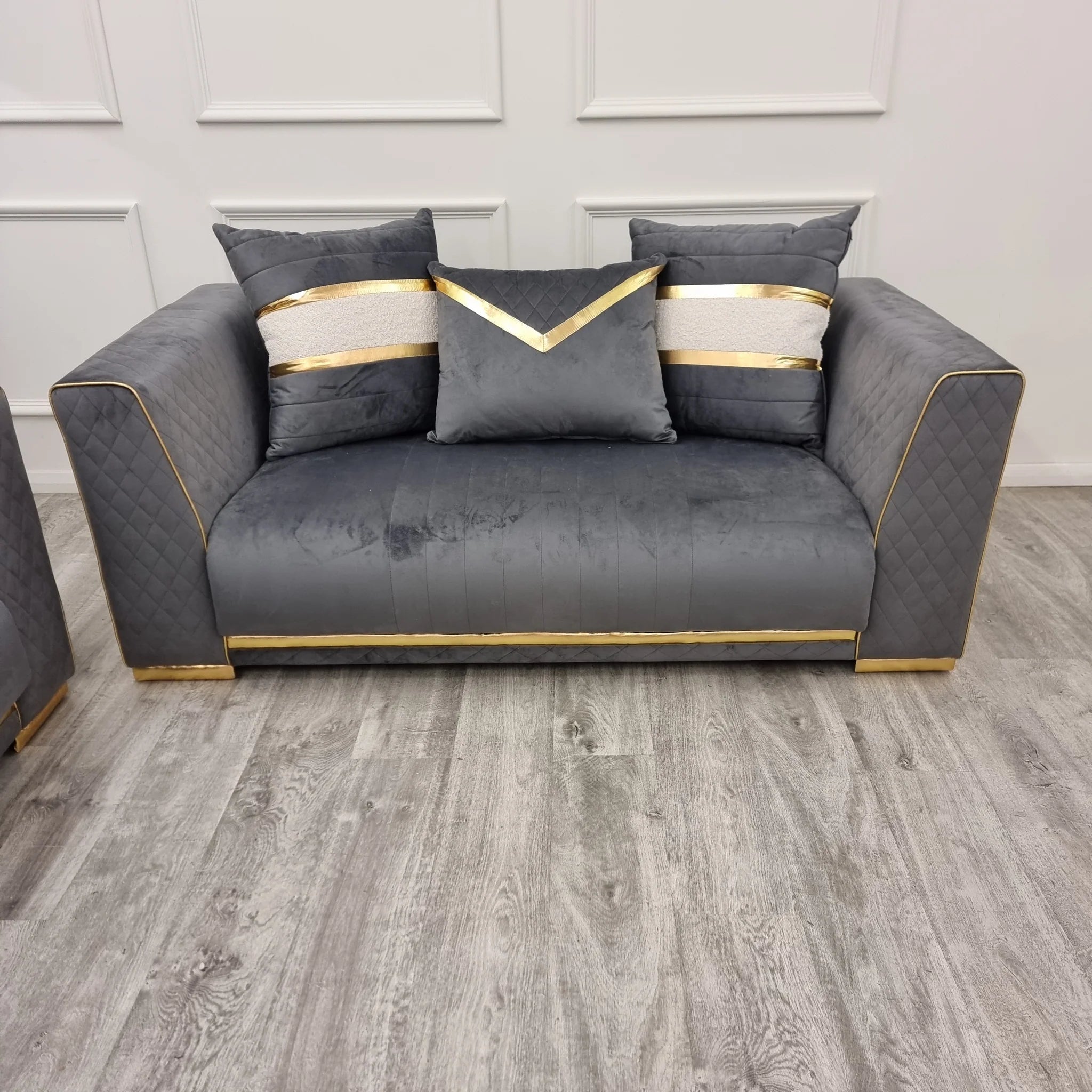 Gold and grey online sofa