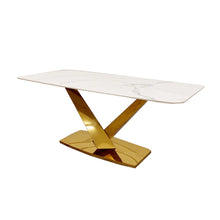 Load image into Gallery viewer, Valeo Gold 1.8 Dining Table with Polar White Sintered Stone Top
