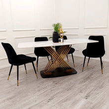 Load image into Gallery viewer, Orion Gold 1.8 Dining Table with Polar White Sintered Stone Top
