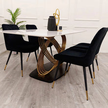 Load image into Gallery viewer, Orion Gold 1.8 Dining Table with Polar White Sintered Stone Top
