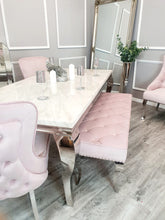 Load image into Gallery viewer, Louis Dining Bench In Pink Velvet
